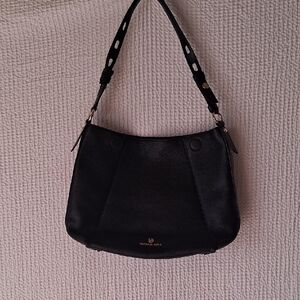 Michael Kors Black Leather Shoulder Hobo with Gold Hardware